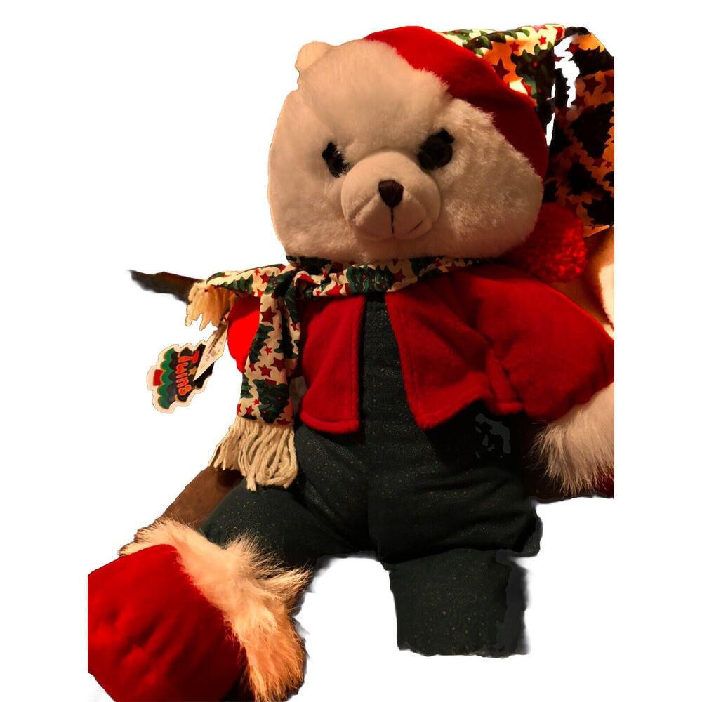 Vintage Well Made Toys Twinkle Twins Christmas Plush Bear Holiday Christmas